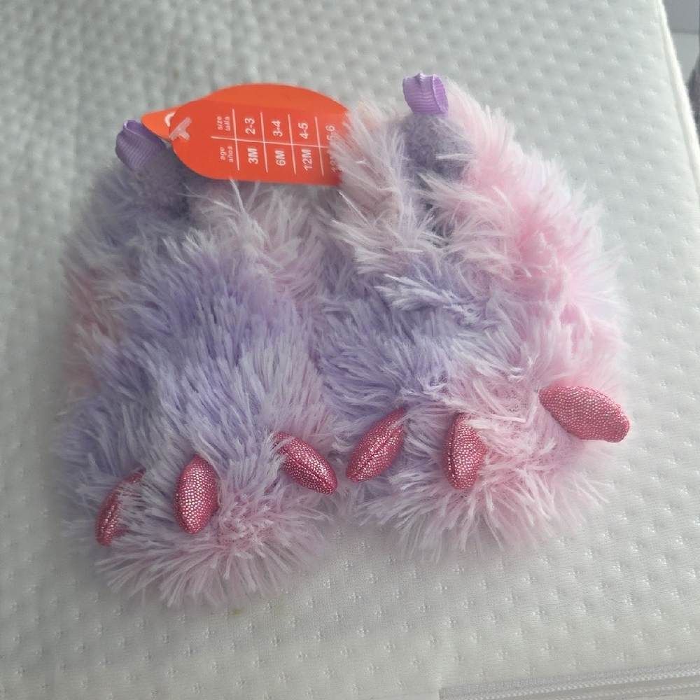Wonder Nation Pink and Purple Furry Slippers